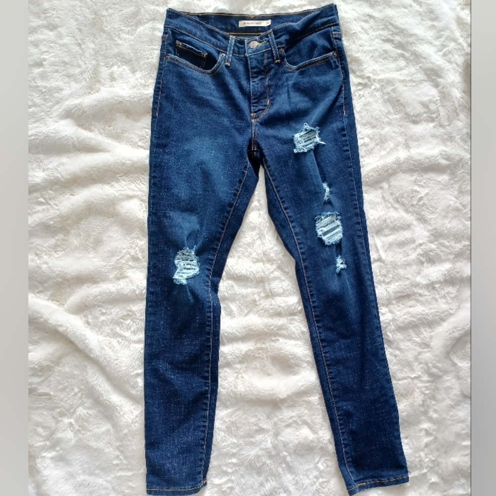 Blue 311 shaping skinny distressed levi jeans size 27